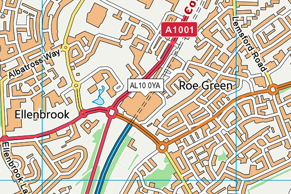 AL10 0YA map - OS VectorMap District (Ordnance Survey)