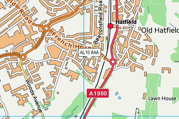 AL10 8AA map - OS VectorMap District (Ordnance Survey)