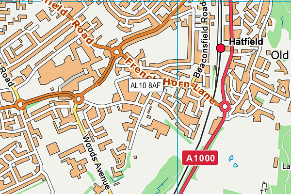 AL10 8AF map - OS VectorMap District (Ordnance Survey)