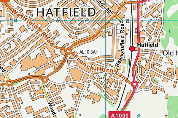 AL10 8AH map - OS VectorMap District (Ordnance Survey)