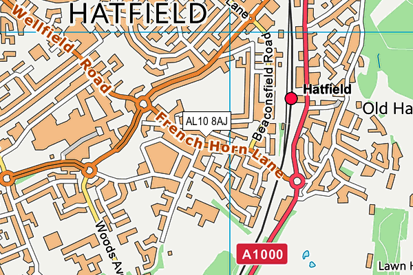 AL10 8AJ map - OS VectorMap District (Ordnance Survey)