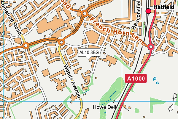 AL10 8BG map - OS VectorMap District (Ordnance Survey)