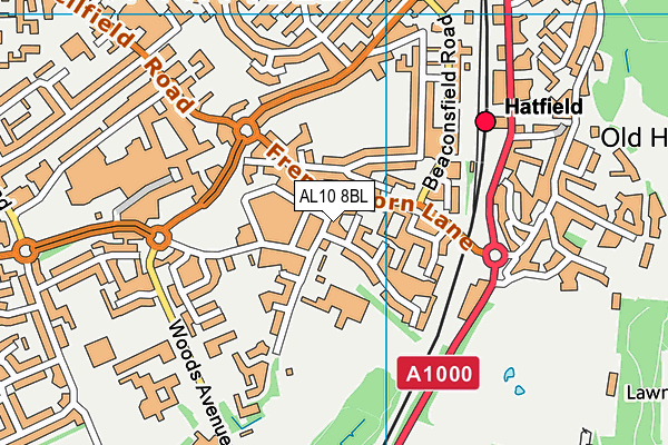 AL10 8BL map - OS VectorMap District (Ordnance Survey)