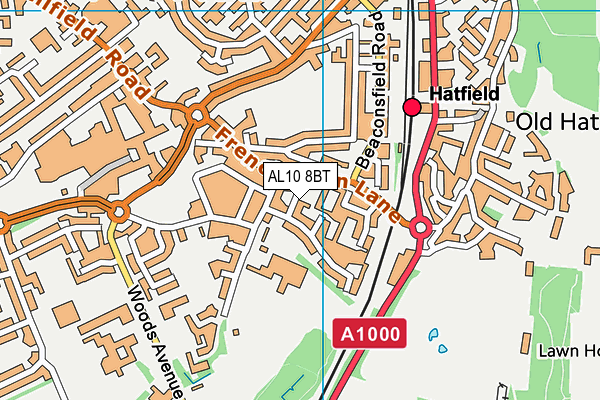 AL10 8BT map - OS VectorMap District (Ordnance Survey)