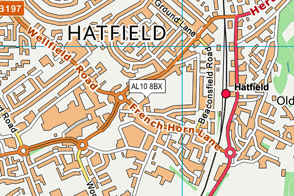 AL10 8BX map - OS VectorMap District (Ordnance Survey)