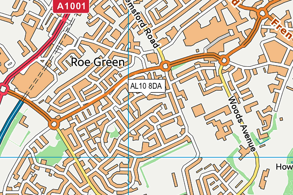 AL10 8DA map - OS VectorMap District (Ordnance Survey)