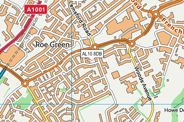 AL10 8DB map - OS VectorMap District (Ordnance Survey)