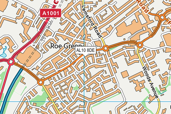 AL10 8DE map - OS VectorMap District (Ordnance Survey)