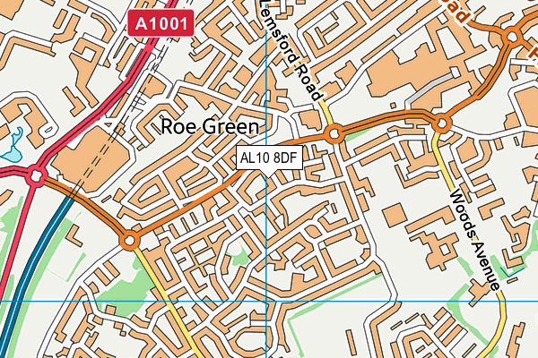 AL10 8DF map - OS VectorMap District (Ordnance Survey)