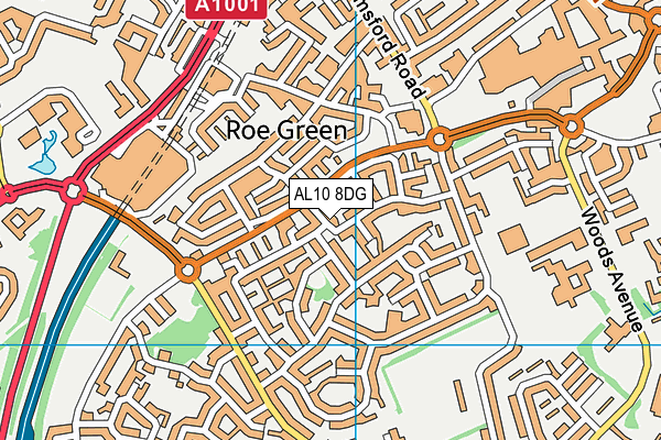 AL10 8DG map - OS VectorMap District (Ordnance Survey)