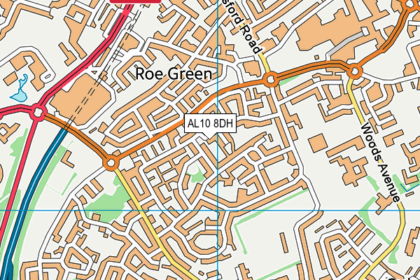 AL10 8DH map - OS VectorMap District (Ordnance Survey)