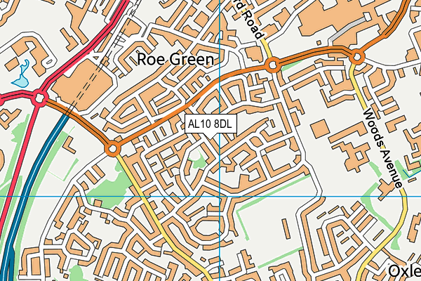 AL10 8DL map - OS VectorMap District (Ordnance Survey)