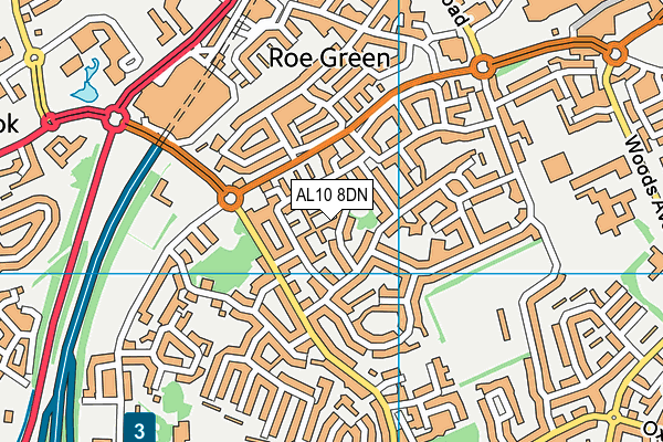 AL10 8DN map - OS VectorMap District (Ordnance Survey)