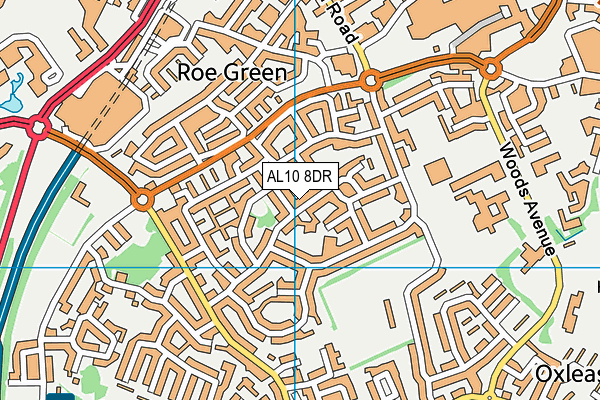 AL10 8DR map - OS VectorMap District (Ordnance Survey)