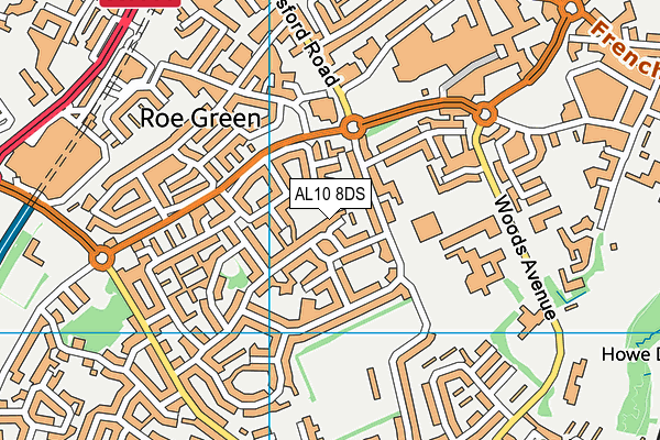 AL10 8DS map - OS VectorMap District (Ordnance Survey)