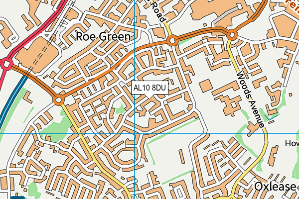 AL10 8DU map - OS VectorMap District (Ordnance Survey)