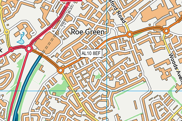 AL10 8EF map - OS VectorMap District (Ordnance Survey)