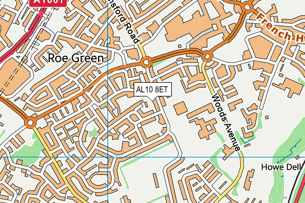 AL10 8ET map - OS VectorMap District (Ordnance Survey)