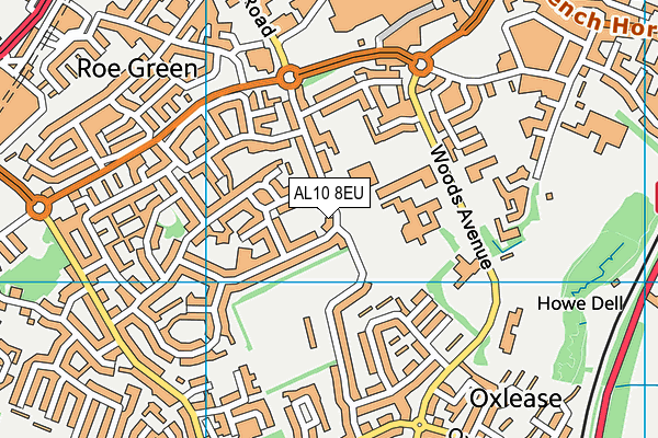 AL10 8EU map - OS VectorMap District (Ordnance Survey)