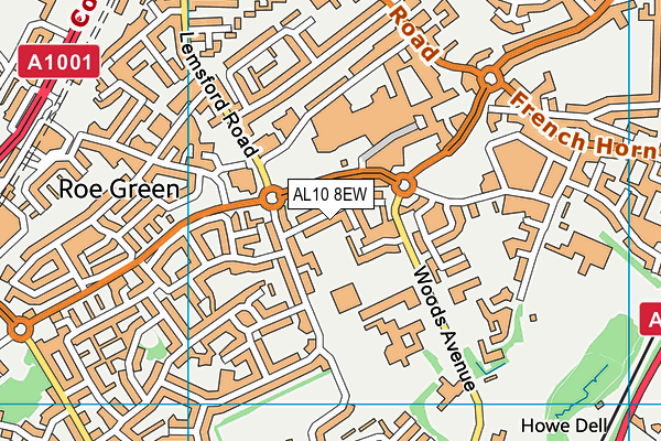 AL10 8EW map - OS VectorMap District (Ordnance Survey)