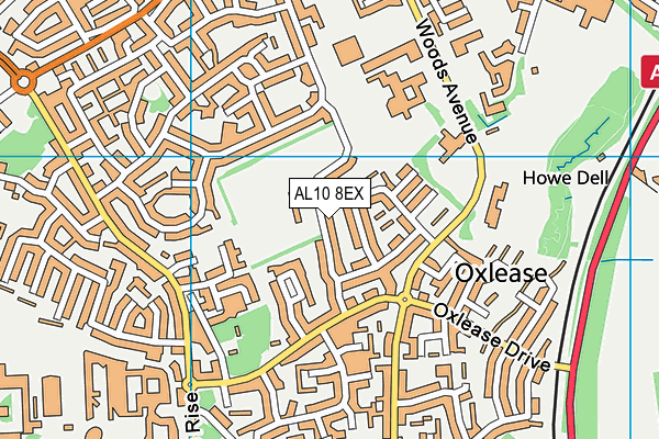 AL10 8EX map - OS VectorMap District (Ordnance Survey)