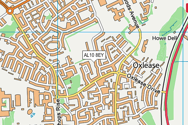 Roe Hill map (AL10 8EY) - OS VectorMap District (Ordnance Survey)