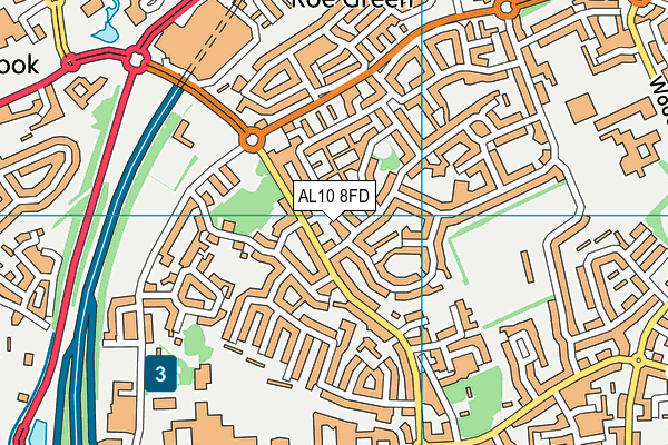 AL10 8FD map - OS VectorMap District (Ordnance Survey)