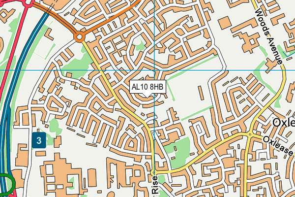 AL10 8HB map - OS VectorMap District (Ordnance Survey)