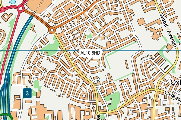 AL10 8HD map - OS VectorMap District (Ordnance Survey)