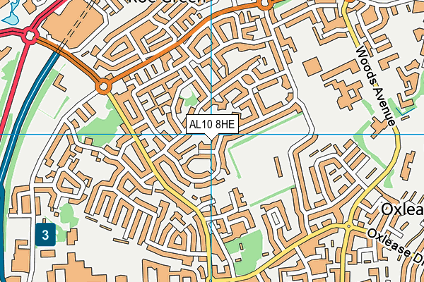 AL10 8HE map - OS VectorMap District (Ordnance Survey)