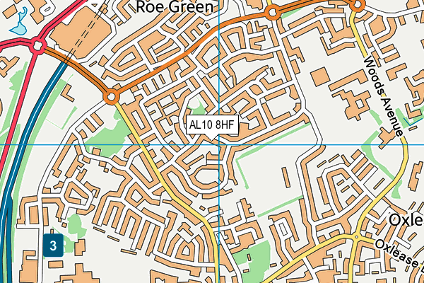 AL10 8HF map - OS VectorMap District (Ordnance Survey)