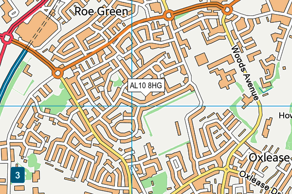 AL10 8HG map - OS VectorMap District (Ordnance Survey)