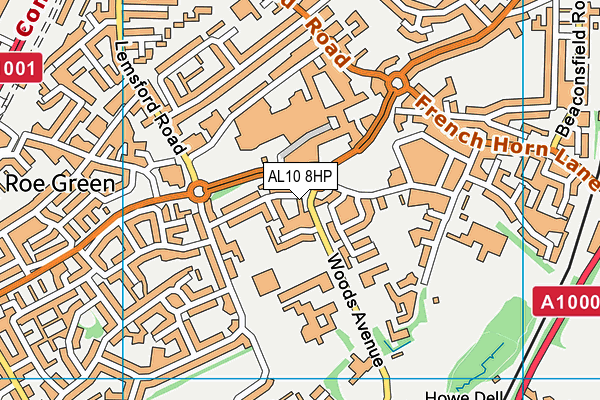 AL10 8HP map - OS VectorMap District (Ordnance Survey)