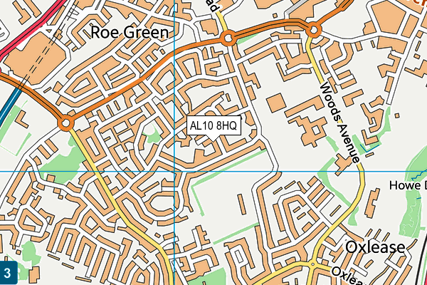 AL10 8HQ map - OS VectorMap District (Ordnance Survey)