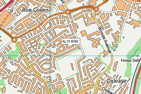 AL10 8HW map - OS VectorMap District (Ordnance Survey)