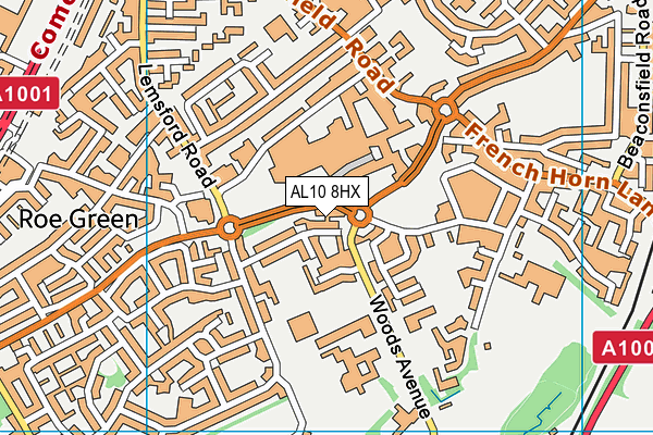 AL10 8HX map - OS VectorMap District (Ordnance Survey)