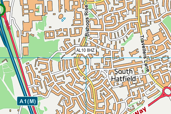 AL10 8HZ map - OS VectorMap District (Ordnance Survey)