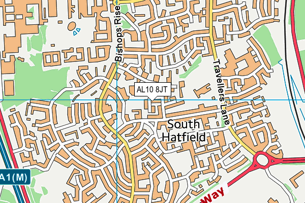 AL10 8JT map - OS VectorMap District (Ordnance Survey)