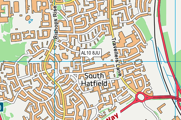 AL10 8JU map - OS VectorMap District (Ordnance Survey)