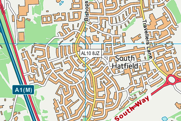 AL10 8JZ map - OS VectorMap District (Ordnance Survey)