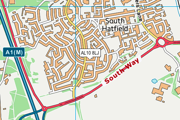 AL10 8LJ map - OS VectorMap District (Ordnance Survey)