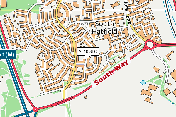 AL10 8LQ map - OS VectorMap District (Ordnance Survey)