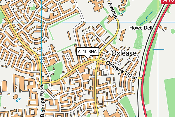 AL10 8NA map - OS VectorMap District (Ordnance Survey)