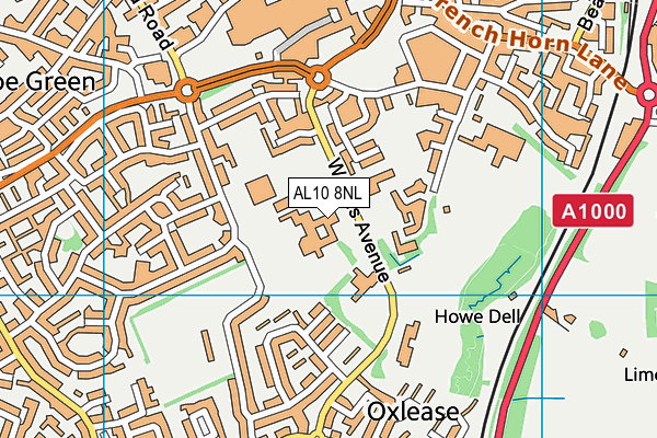 AL10 8NL map - OS VectorMap District (Ordnance Survey)