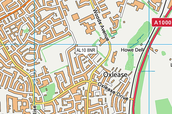 AL10 8NR map - OS VectorMap District (Ordnance Survey)