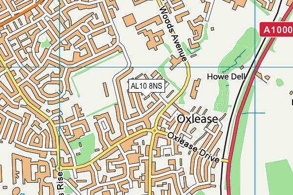 AL10 8NS map - OS VectorMap District (Ordnance Survey)