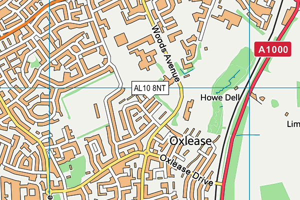 AL10 8NT map - OS VectorMap District (Ordnance Survey)