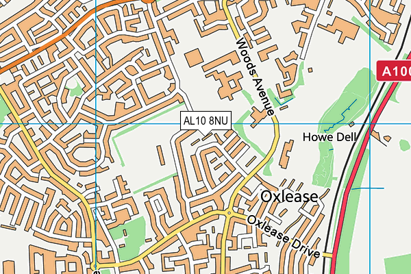 AL10 8NU map - OS VectorMap District (Ordnance Survey)