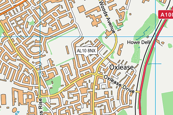 AL10 8NX map - OS VectorMap District (Ordnance Survey)