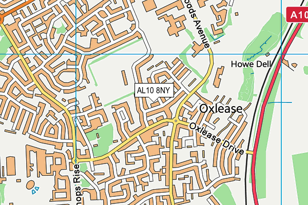 AL10 8NY map - OS VectorMap District (Ordnance Survey)